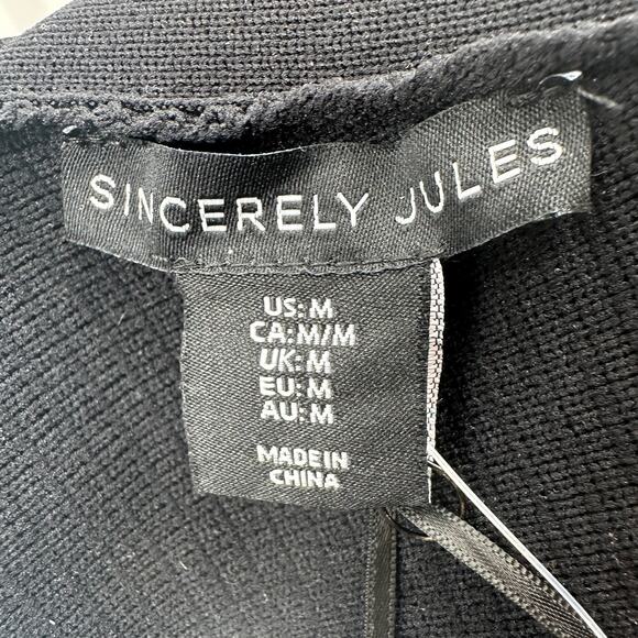 Sincerely Jules Criss Cross Halter Cropped Top WMNS M Black Ribbed Knit Stretch - Picture 8 of 8